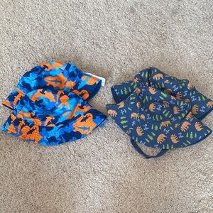 MATCHING Double Sided, Blue and Orange Shark & Bear Print Toddler Bucket Hats